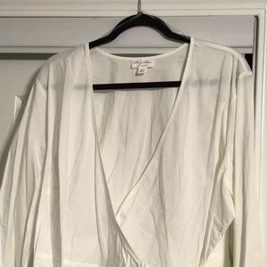 White long sleeve, belted blouse